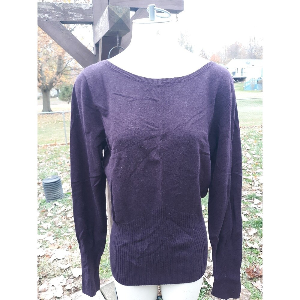 Worthington Eggplant Purple Scoopneck Ctn blend pullover sweater sz Lg